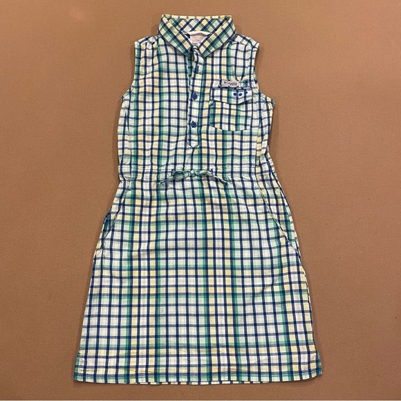 Columbia Girl’s Cotton Super Bonehead Sleeveless Dress Plaid Size Medium 10/12 - Picture 1 of 13